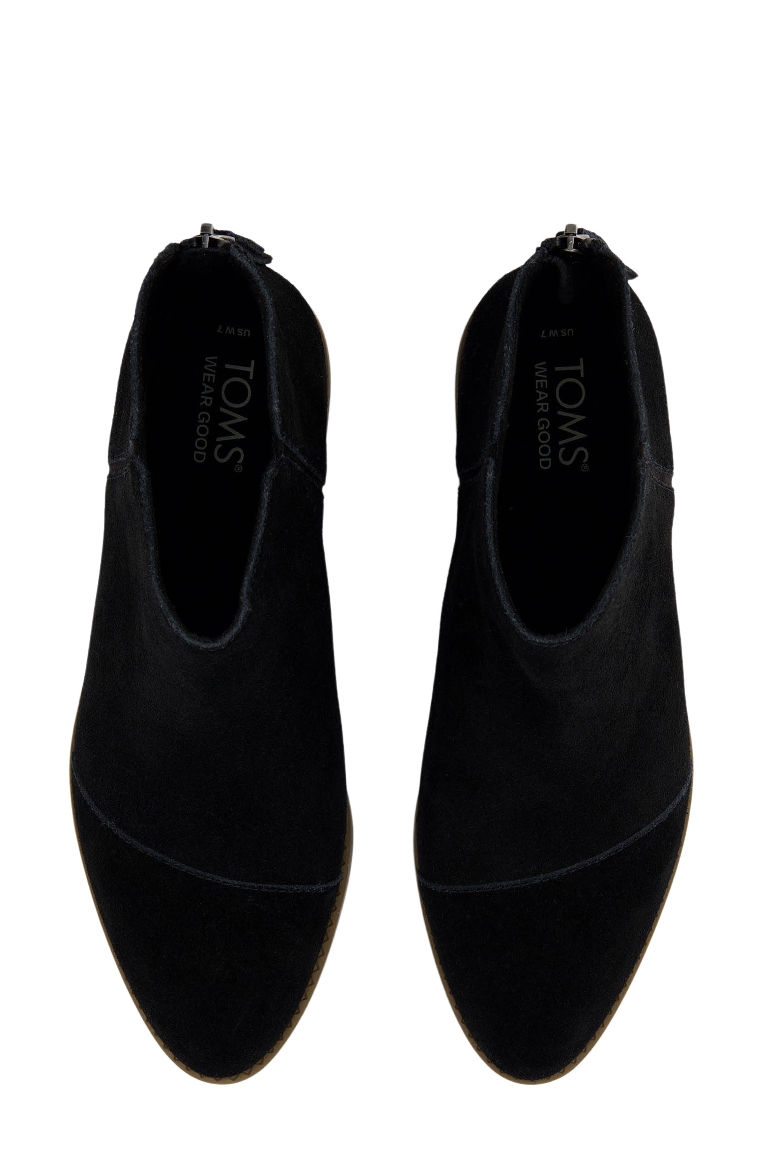 TOMS Rylie Cap Toe Bootie, Alternate, color, Black