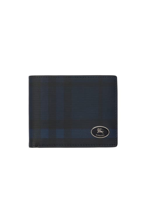 Burberry Check-pattern Equestian Knight Stamp Wallet In Blue