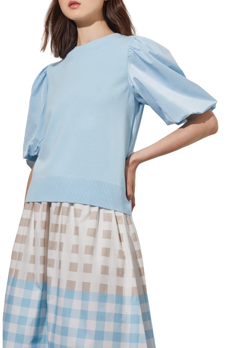 Puff Sleeve Tunic Sweater, Main, color, HAZE