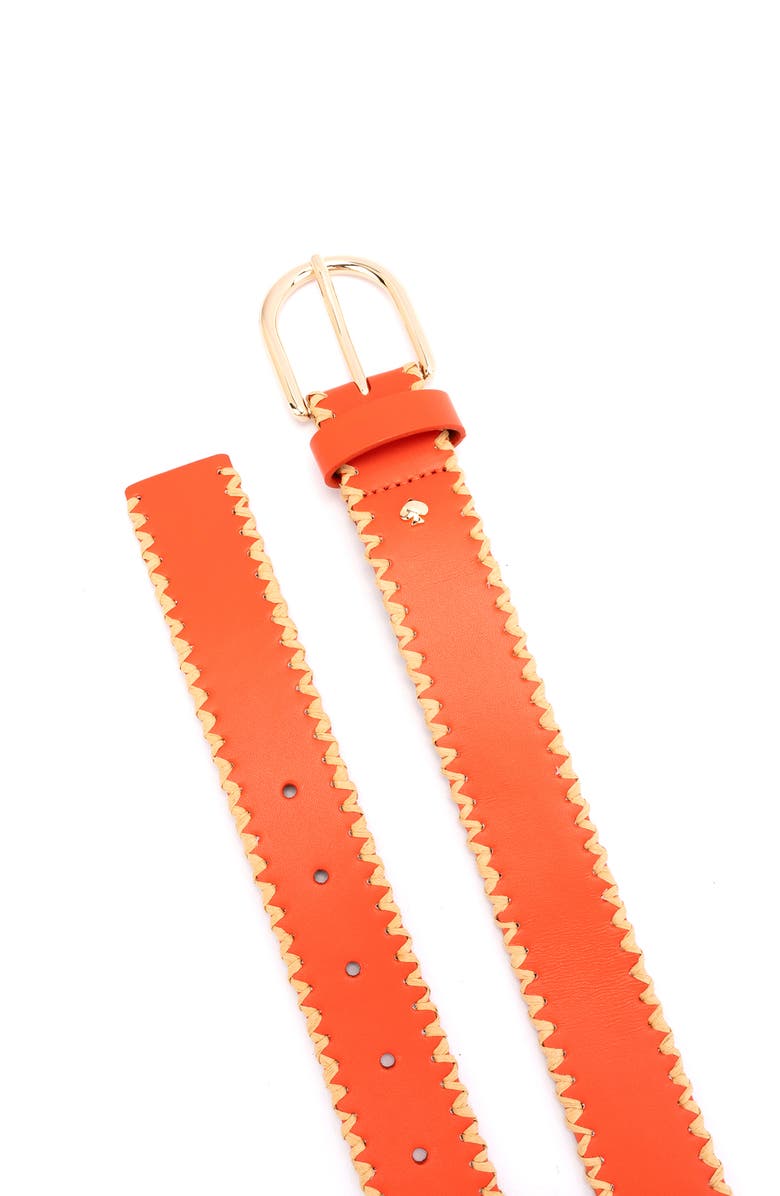 Kate Spade New York straw edge leather belt, Alternate, color, Goji Berry