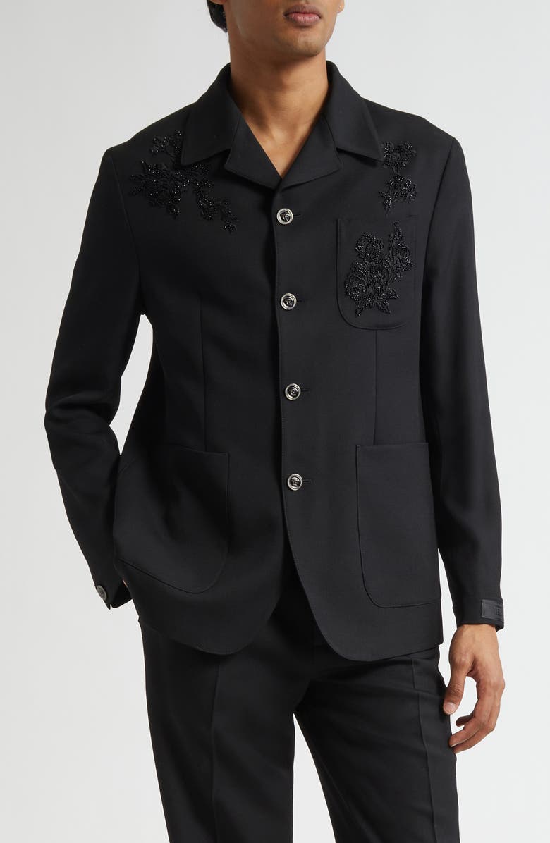 Versace Medusa Button Virgin Wool Grain de Poudre Jacket, Main, color, 