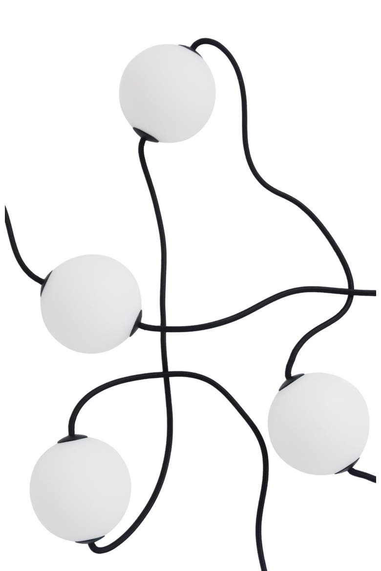 30 ft, 10‑light Plug‑In Water‑Resistant LED Outdoor String Lights, White Frosted Plastic Orb Patented Design, Main, color, Classic Black | 10 Bulbs