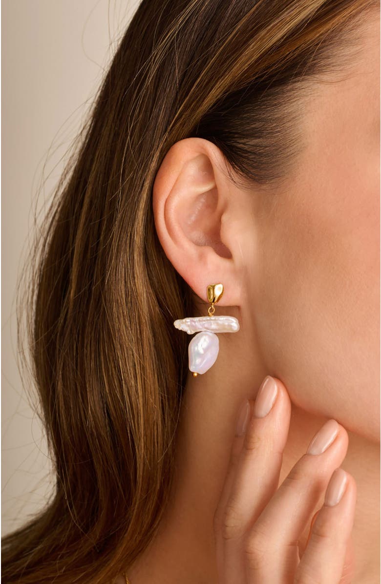 Katie Loxton Sol Pearl Earrings, Alternate, color, Gold Coated