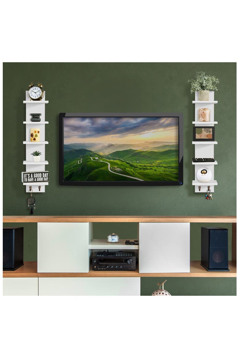 5-Tier Wall Mounted Floating Shelf, Alternate, color, WHITE
