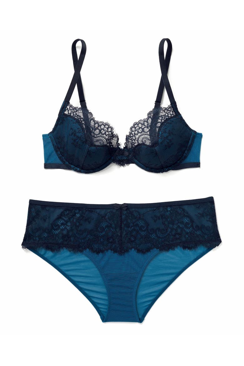 Evelyn Unlined Demi Bra, Alternate, color, Dark blue