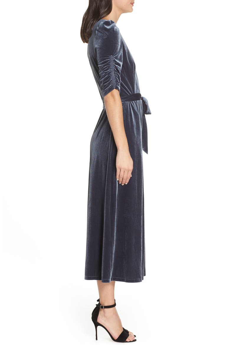 Velvet Culotte Jumpsuit, Alternate, color, GREY PHANTOM