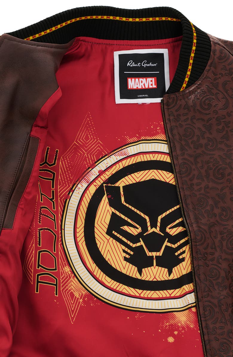 Robert Graham x Marvel Panther Throne Leather Jacket, Alternate, color, 