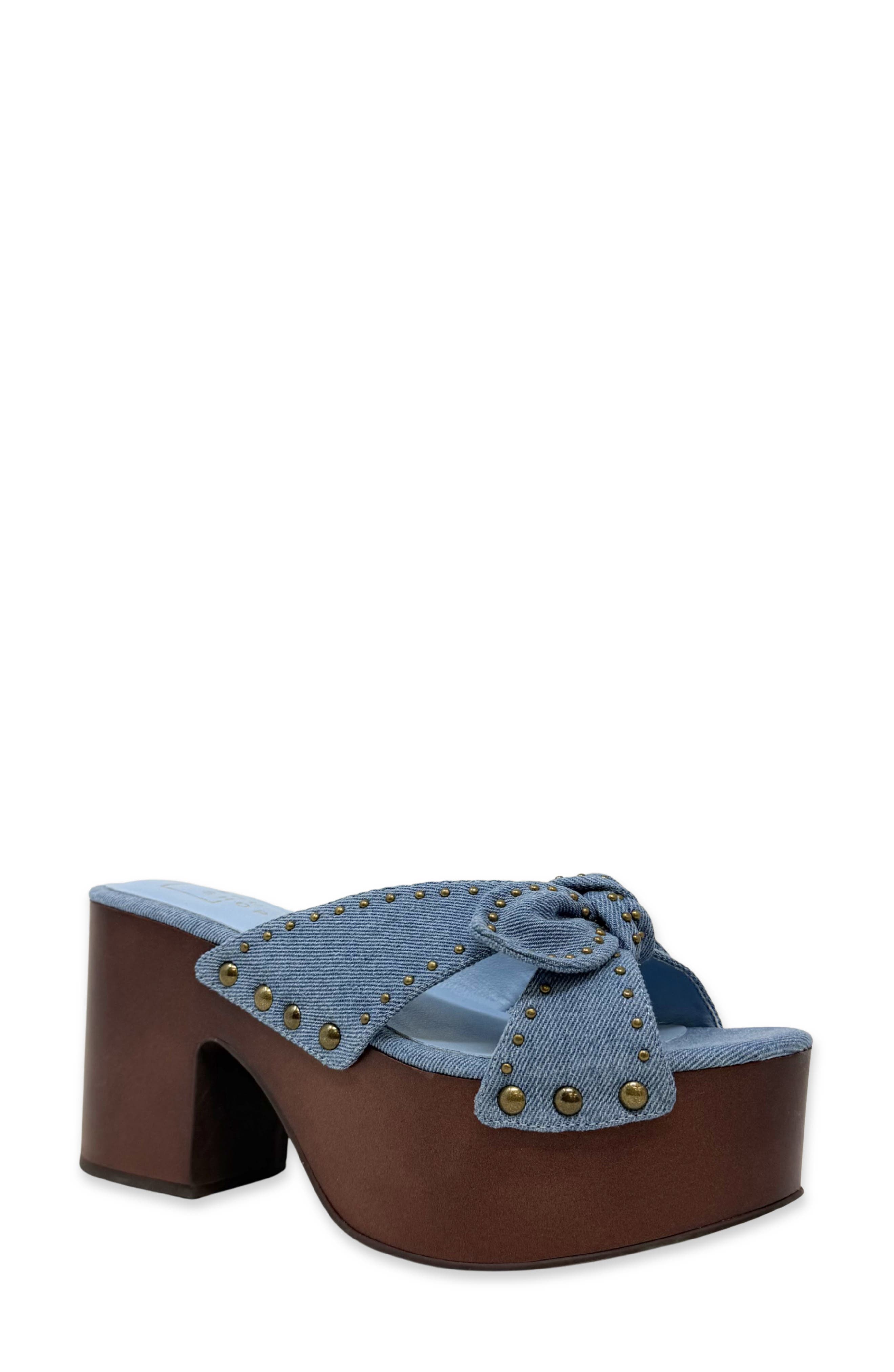 Eliza Platform Slide Sandal, Alternate, color, DENIM