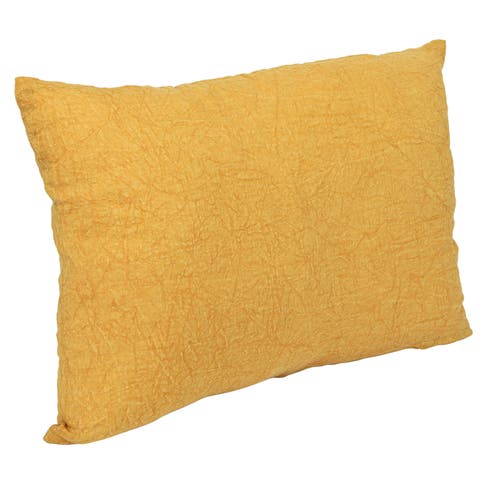 Storied Home 24 Inches Stonewashed Linen Lumbar Pillow In Yellow