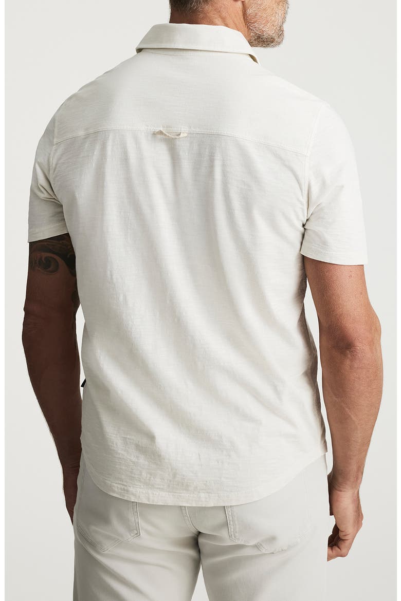 Short Sleeve Slub Cotton Jersey Button-Up Shirt, Alternate, color, ANTIQUE WHITE