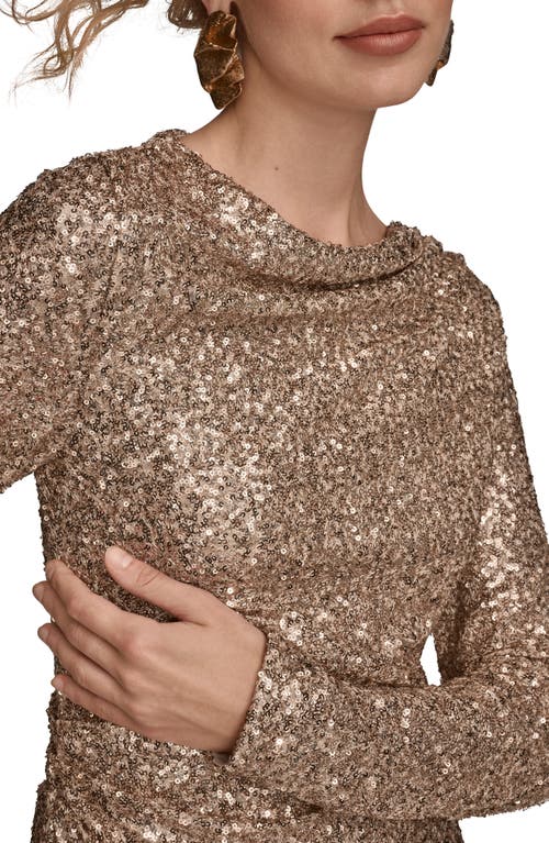 Donna Karan New York Sequin Pleated Shoulder Top In Metallic