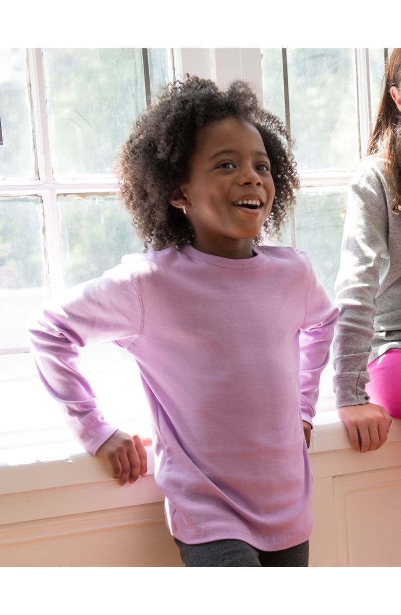 Leveret Kids Long Sleeve T-Shirt, 100% Cotton, Solid Colors, Alternate, color, Purple