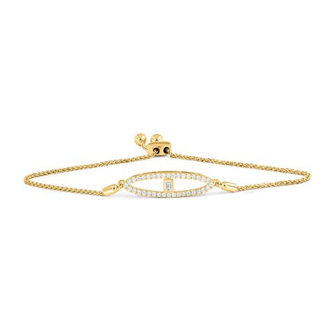 Marquise Bolo Adjustable Diamond Bracelet in 14K Gold