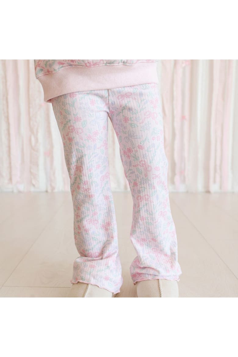 Bow & Bloom Print Flare Legging (baby), Alternate, color, Pink