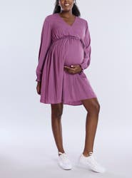 MOTHERHOOD MATERNITY Woven Wrap Long Sleeve Mini Dress
