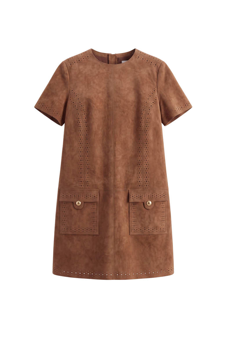 Madison Genuine Suede Mini Dress, Main, color, Chestnut