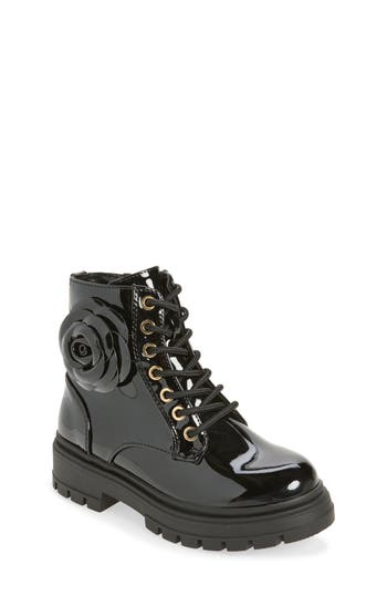 Nina Kids' Caryl Faux Leather Boot In Black Patent