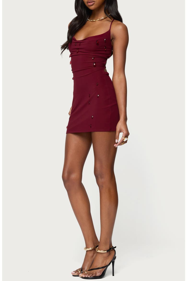 Crystal Strappy Mesh Minidress, Alternate, color, MAROON