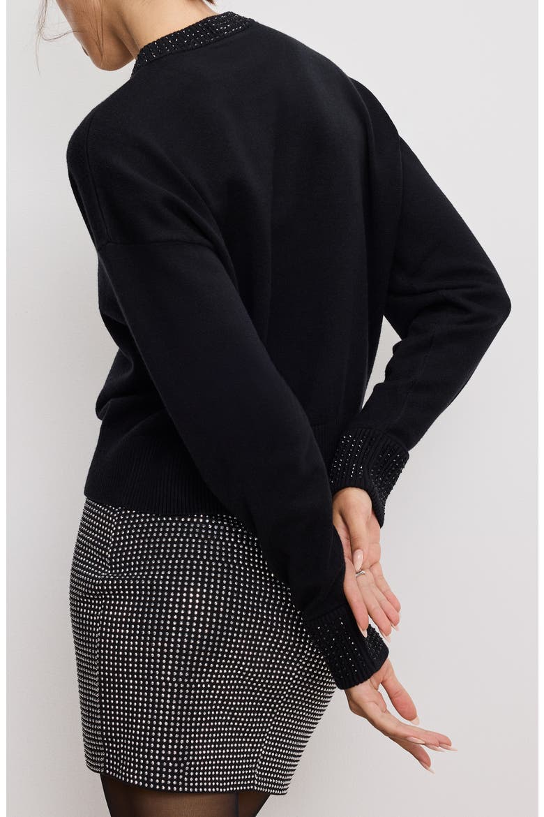 Crystal Crewneck Sweater, Alternate, color, BLACK001