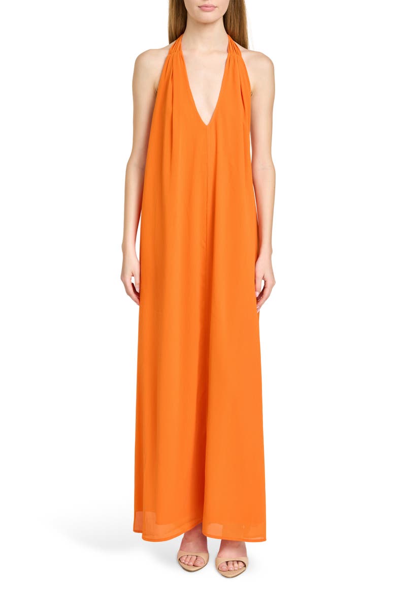 x Hannah Lovey Porter Solana Halter Maxi Dress (Nordstrom Exclusive), Main, color, ORANGE