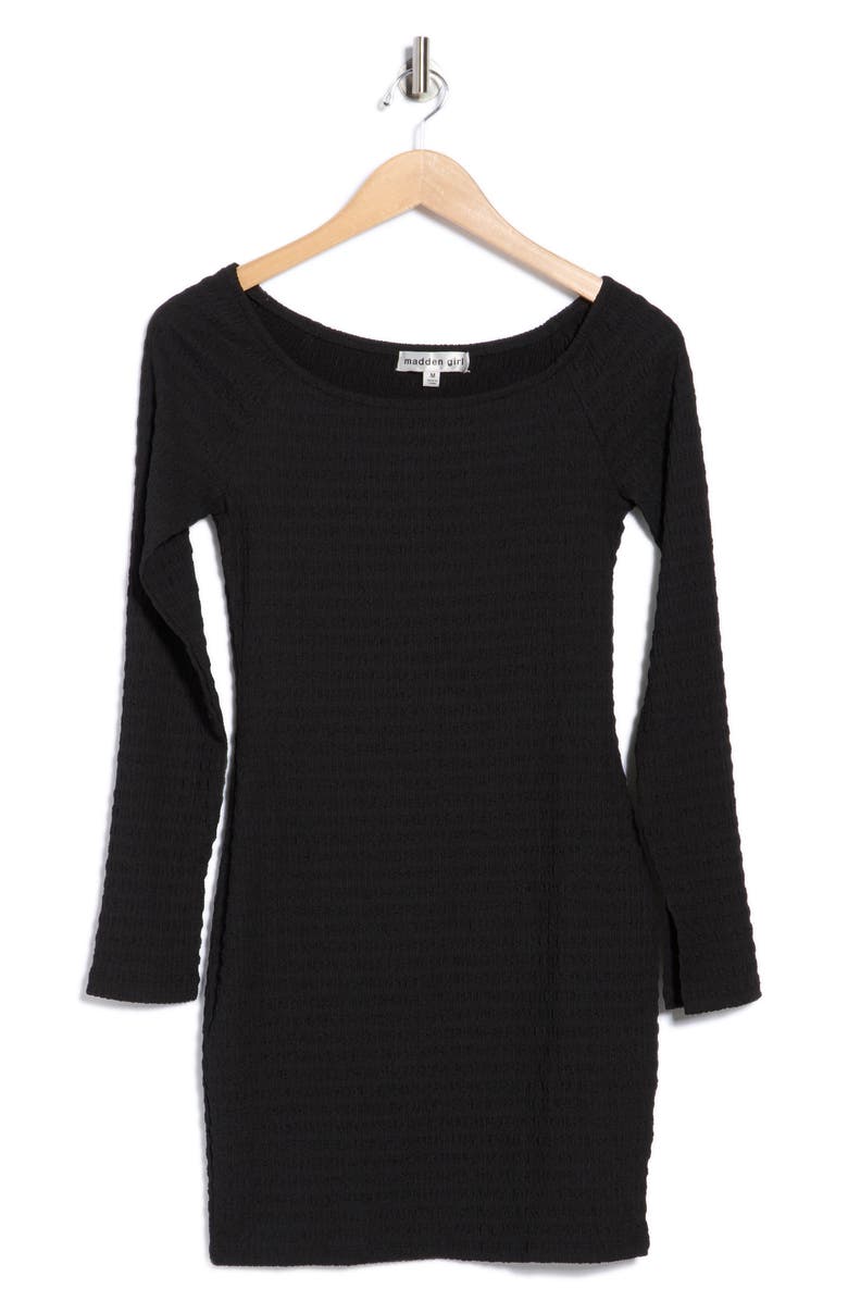 Madden Girl Raglan Long Sleeve Minidress, Alternate, color, Black