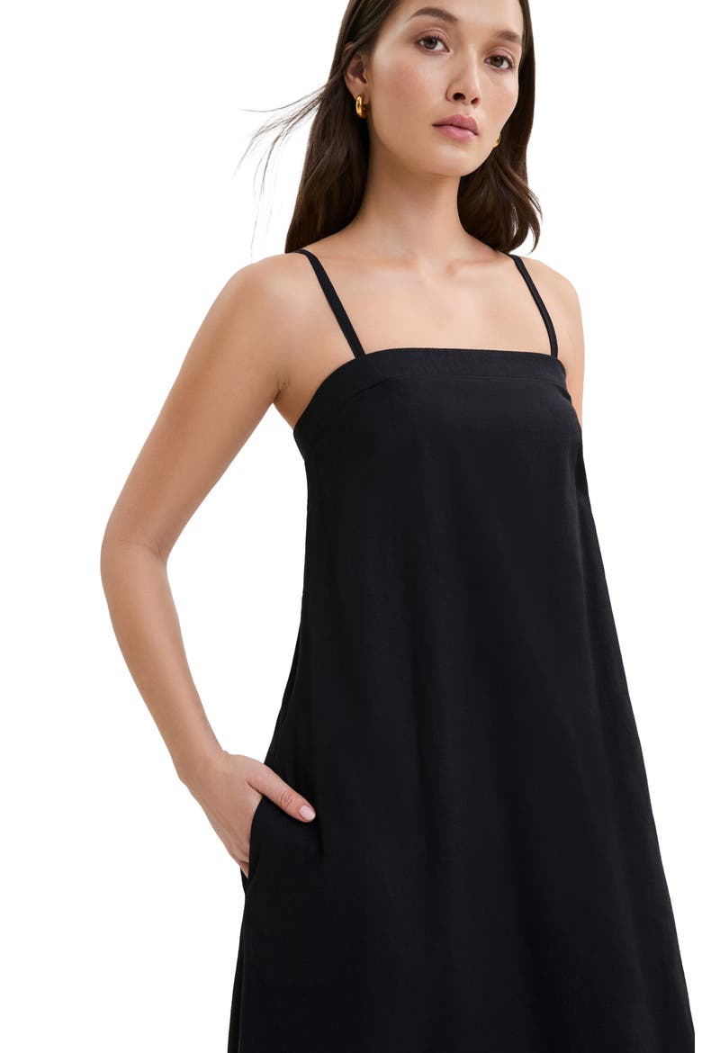 Aine Cotton & Linen Voile Dress, Alternate, color, BLACK