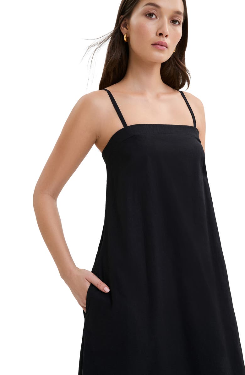 Marcella Aine Cotton & Linen Voile Dress, Alternate, color, Black