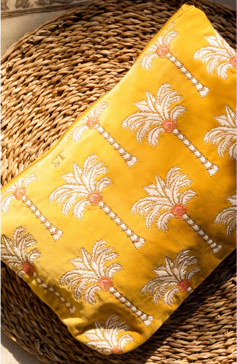 Elizabeth Scarlett Sunrise Palms Everyday Pouch, Alternate, color, Mustard Yellow