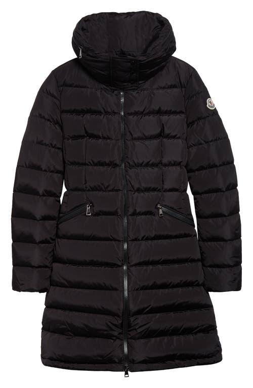 Moncler Flammette Down Coat In Black/black