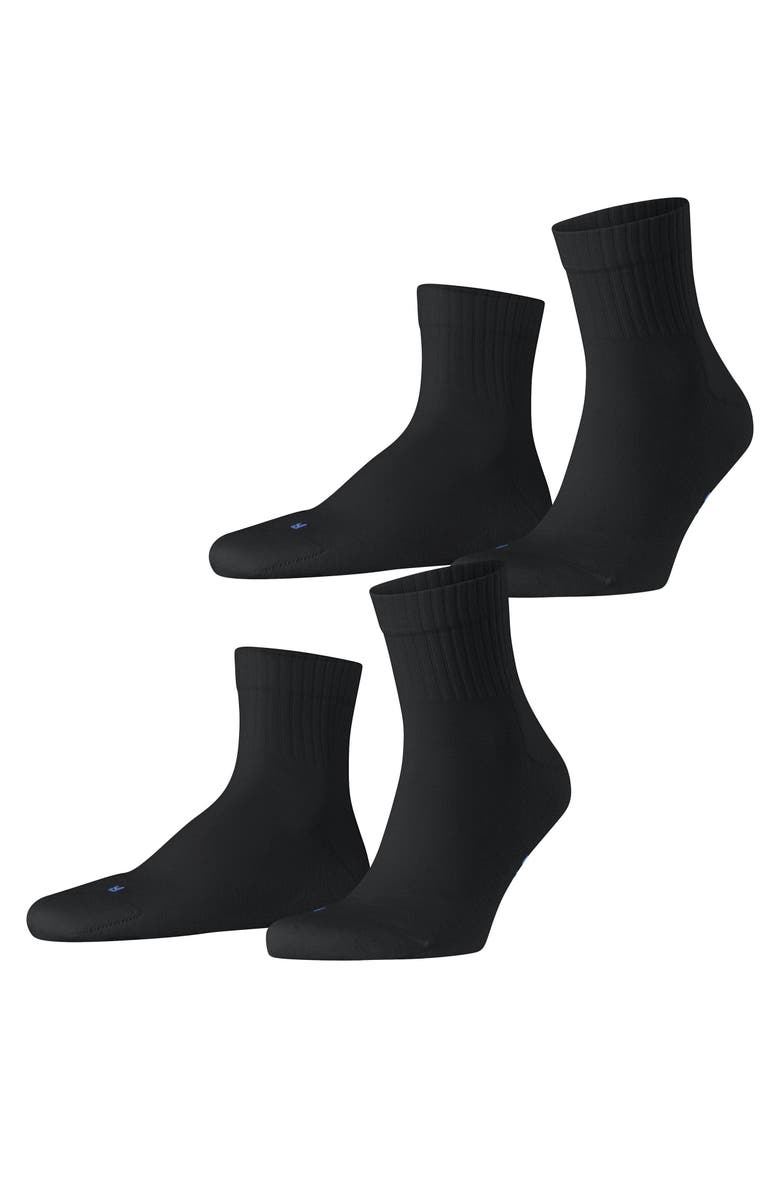 Falke Run Rib Short Socks, Main, color, Black