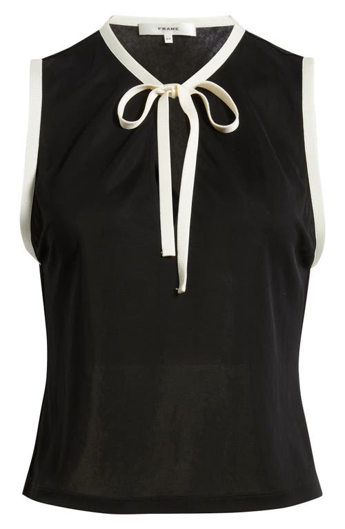 Frame The Keyhole Tie Knit Tank In Blue