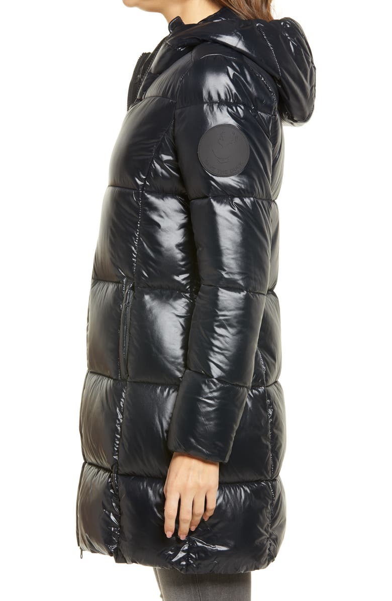 Save The Duck Luck Long Puffer Coat, Alternate, color,