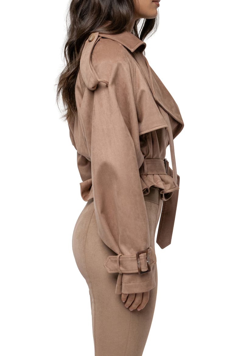Latte Belted Crop Jacket, Alternate, color, BEIGE