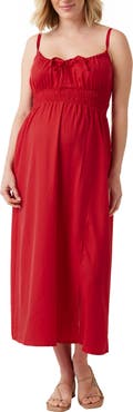 Ingrid & Isabel Shirred Maternity/Nursing Midi Dress