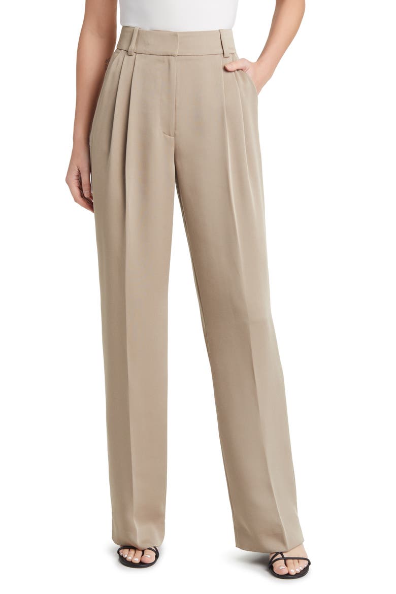 The Favorite Pant Pleated Wide Leg Pants, Main, color, BEIGE