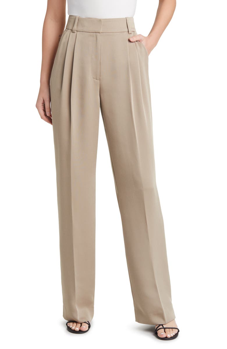 Favorite Daughter The Favorite Pant Pleated Wide Leg Pants, Main, color, Beige