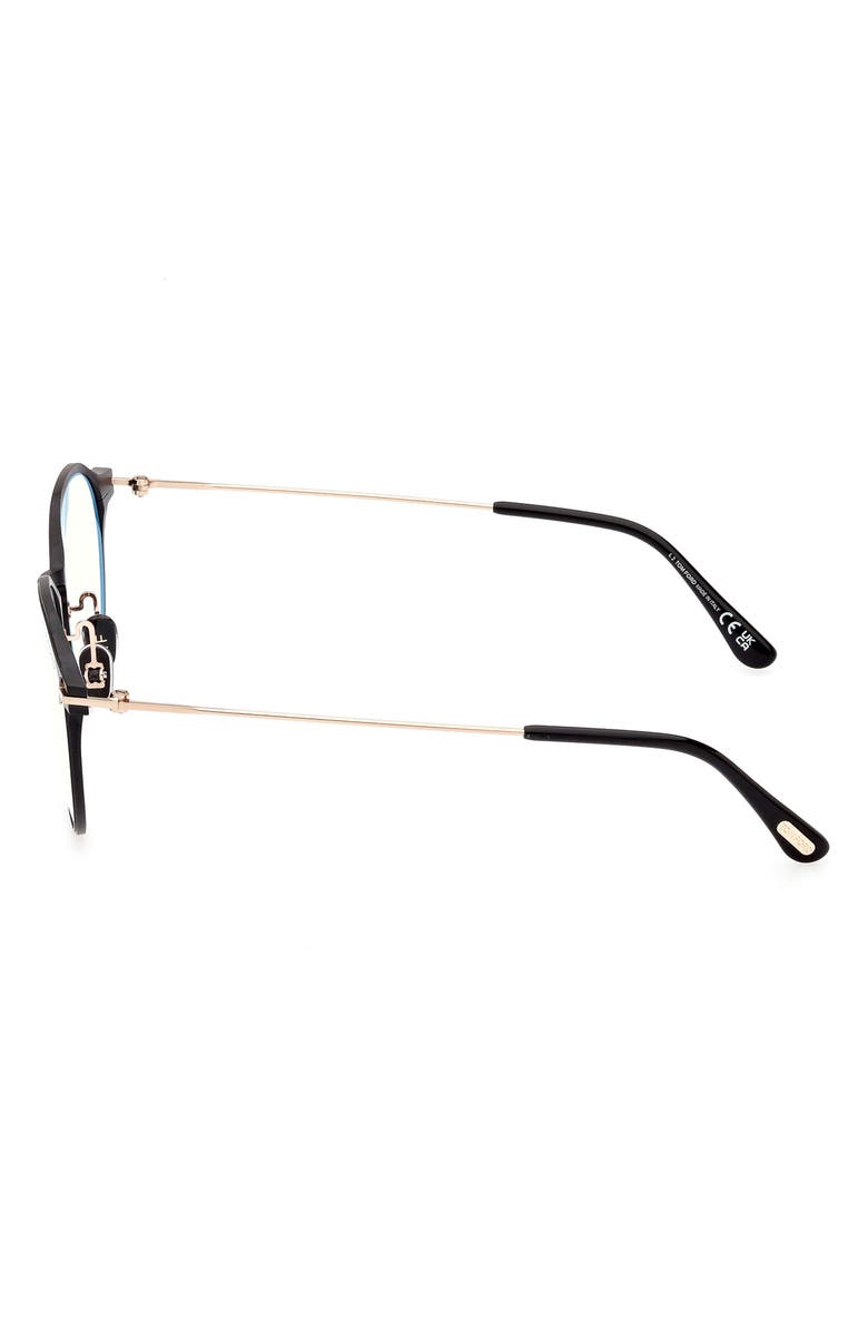 TOM FORD 52mm Round Blue Light Blocking Glasses, Alternate, color, 