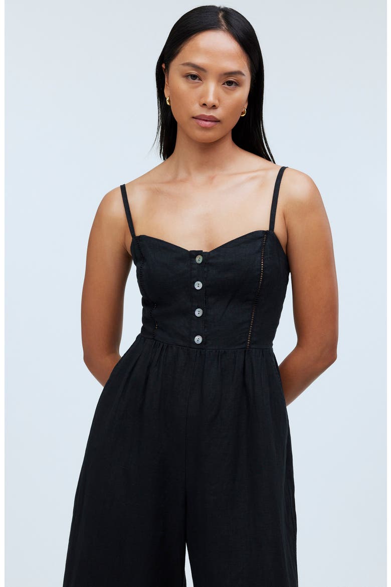 Campbell Refined Linen Jumpsuit, Alternate, color, TRUE BLACK