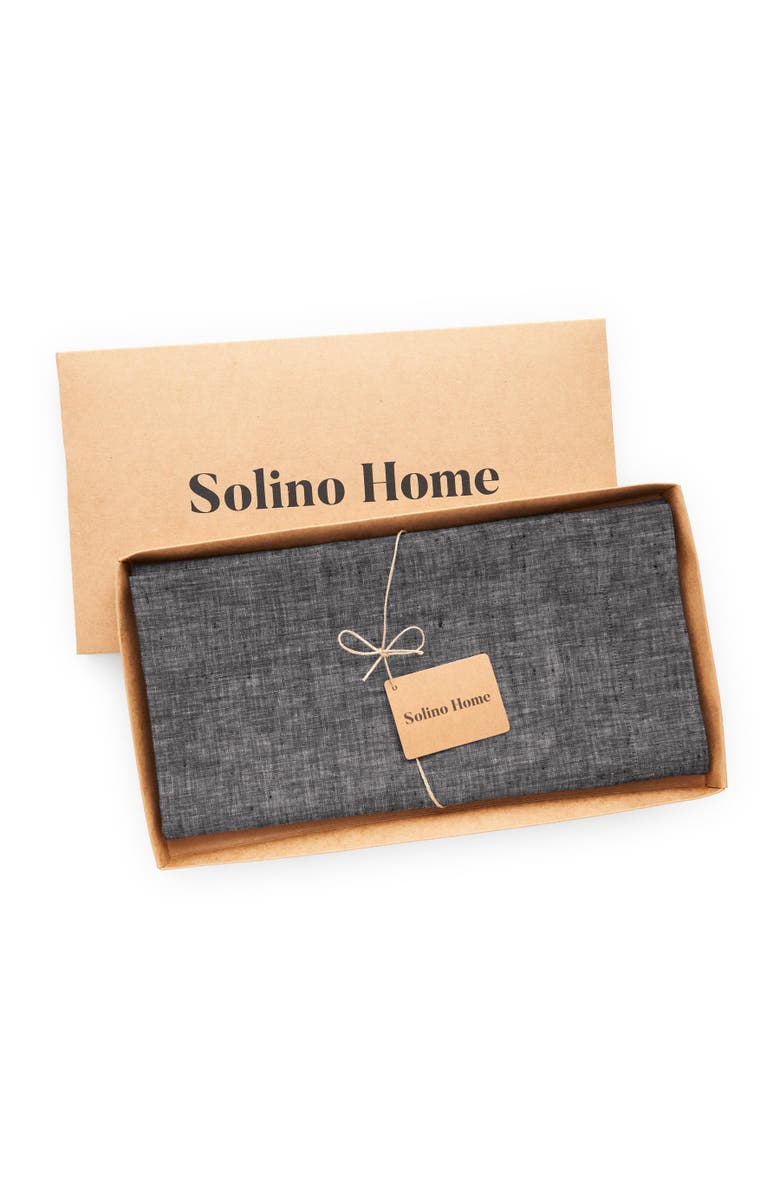 Solino Home Linen Table Throw - Athena, 52" x 52" Inch, Alternate, color, Chambray Black