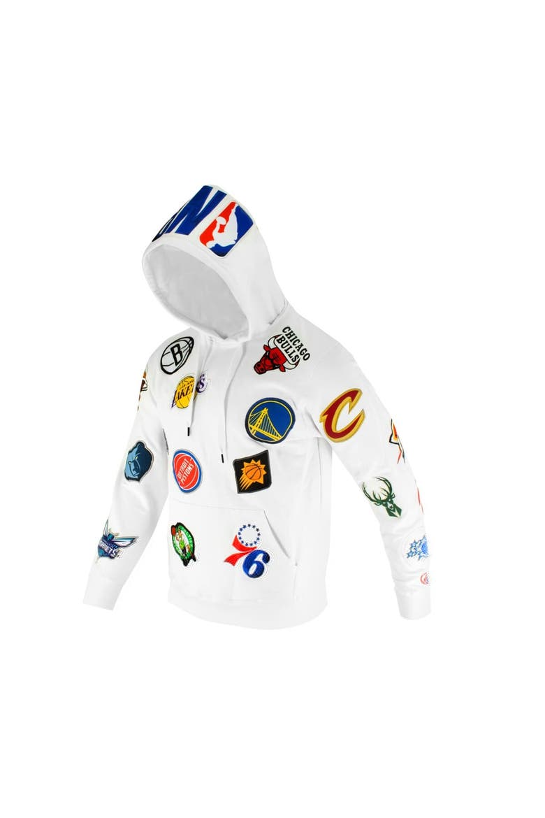 Unisex FISLL  White NBA All Over Logo Hoodie, Main, color, White