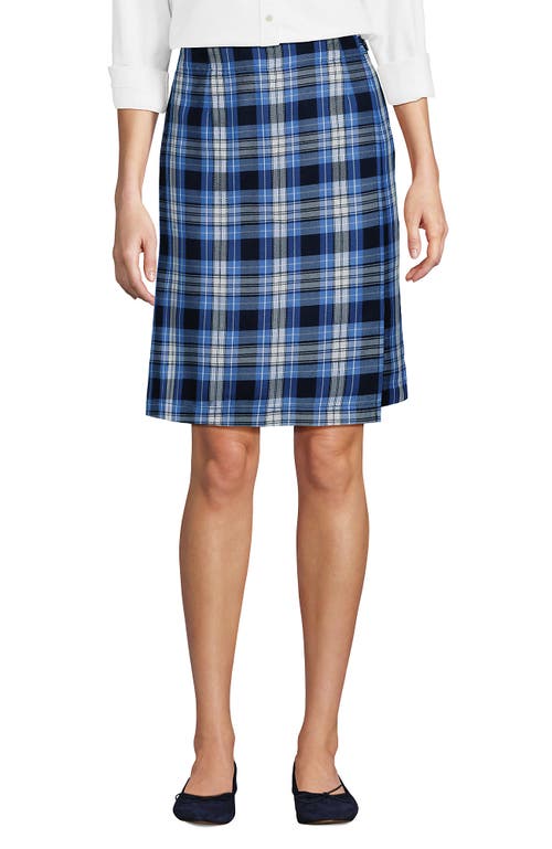 Lands' End School Uniform Plaid A Line Tab Skort Top Of Knee In Multi