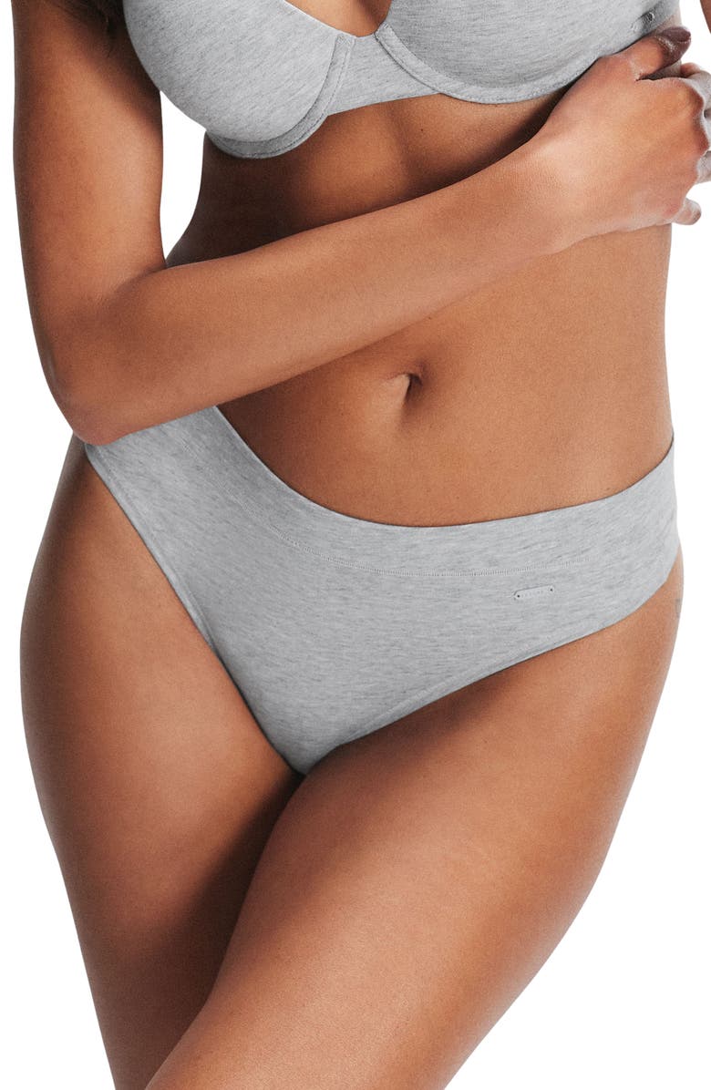 SAVAGE X FENTY Stretch Cotton Essentials Thong, Main, color, Platinum Grey