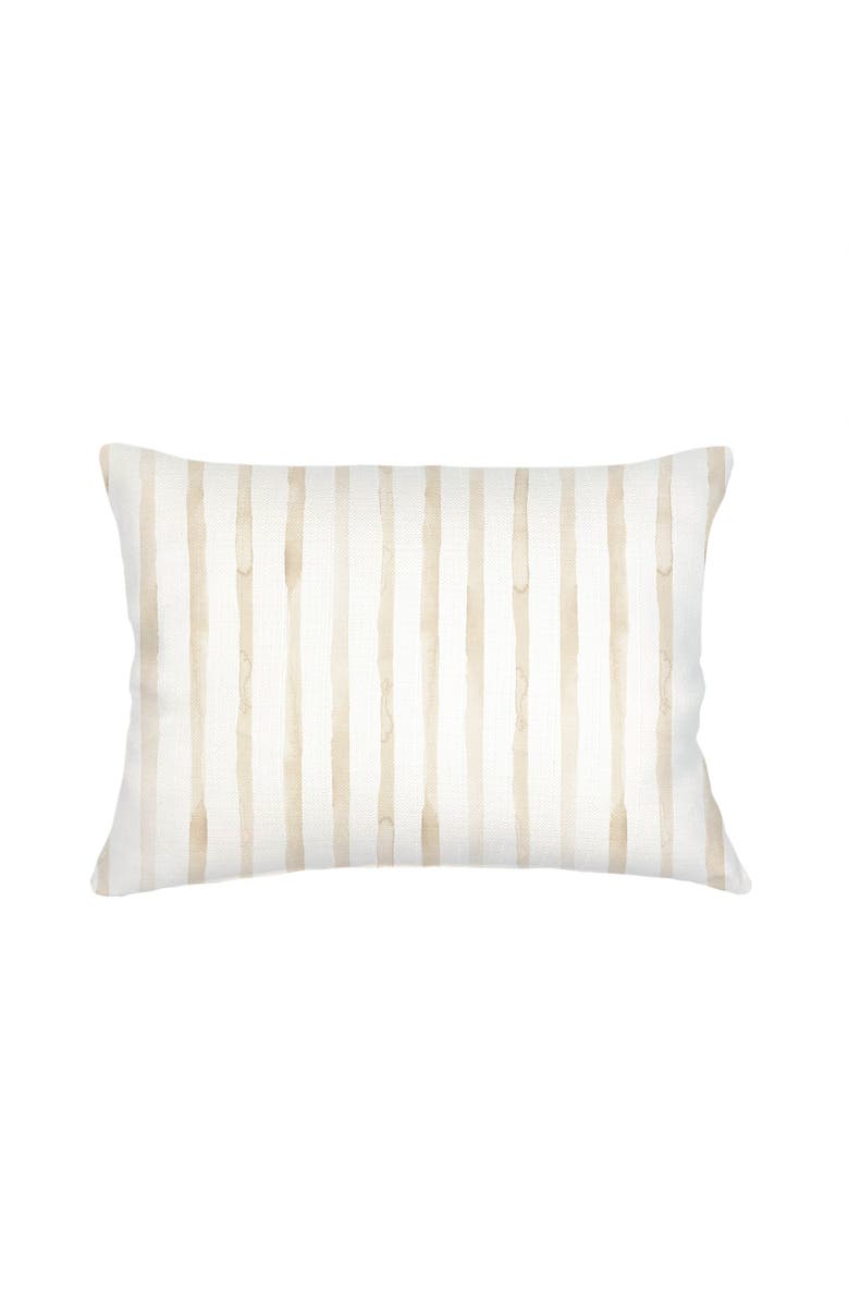 Anaya Riviera Striped Linen Pillow with Down Alternative Insert, Alternate, color, Beige