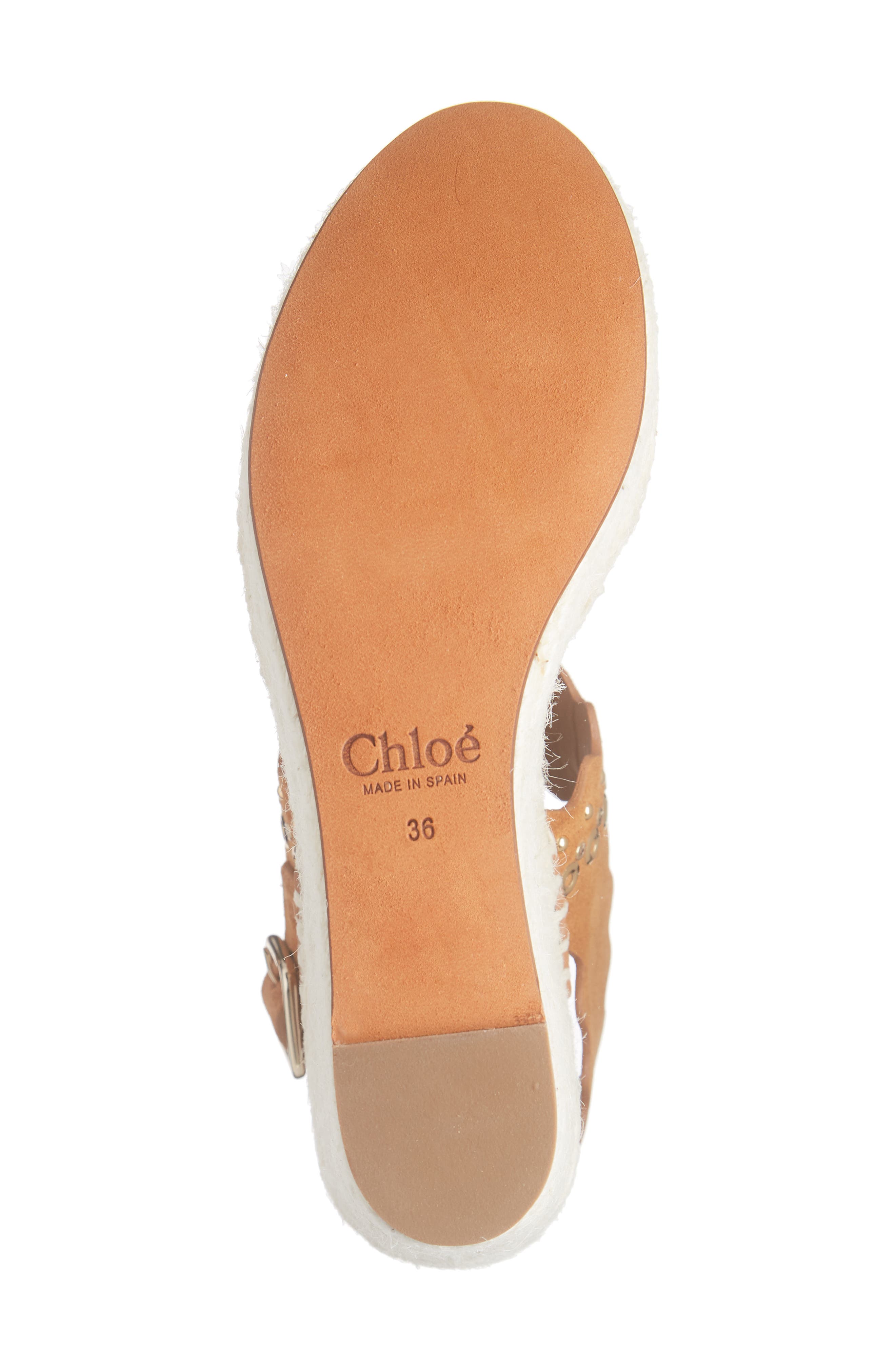 Chloé Lauren Grommet Stud Scalloped Wedge Platform Sandal, Alternate, color, 