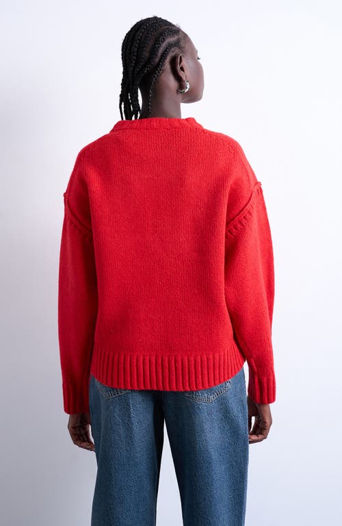 Topshop Exposed Seam Relaxed Fit Sweater In Red