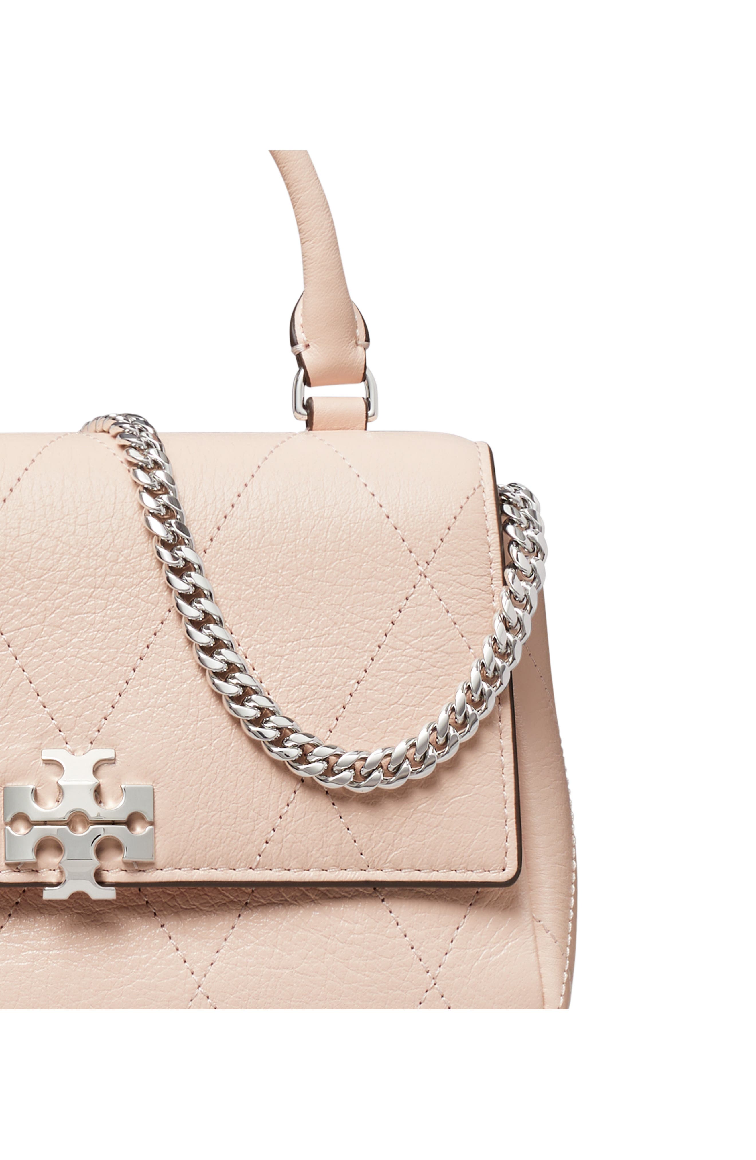 Charlie Quilted Leather Top Handle Bag, Alternate, color, SOFT PINK