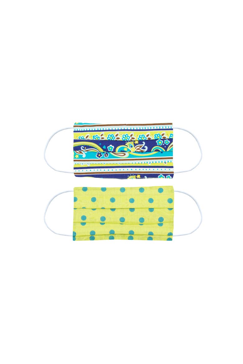 Paisley Stripe Cotton Face Covering, Main, color, Green