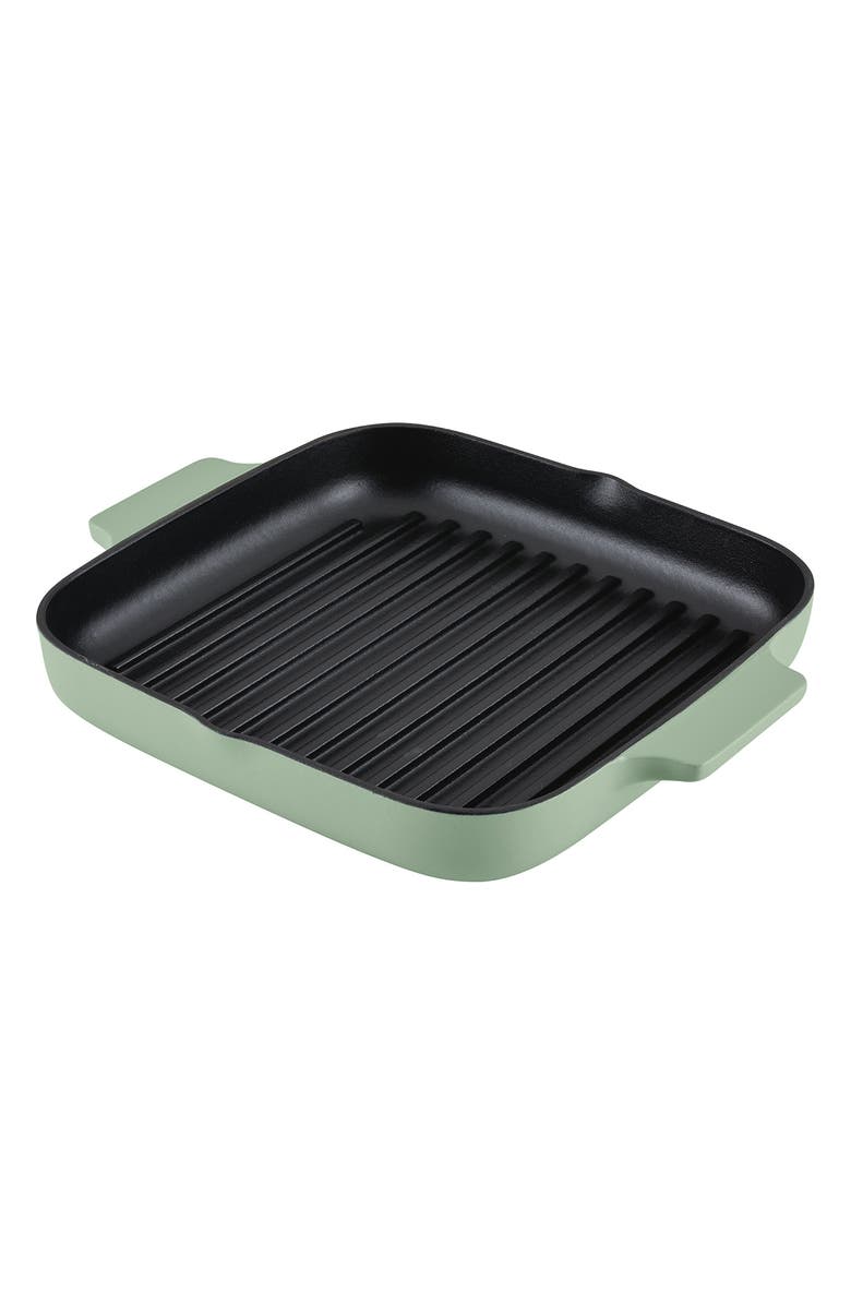 KITCHENAID Enamel 11-Inch Grill Roasting Cast Iron Pan, Main, color, Pistachio