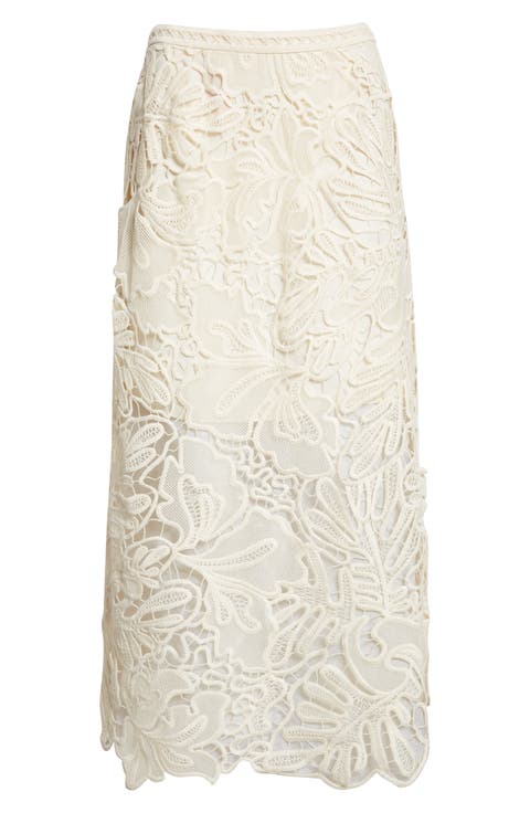 Gallina Corded Lace Midi Skirt
