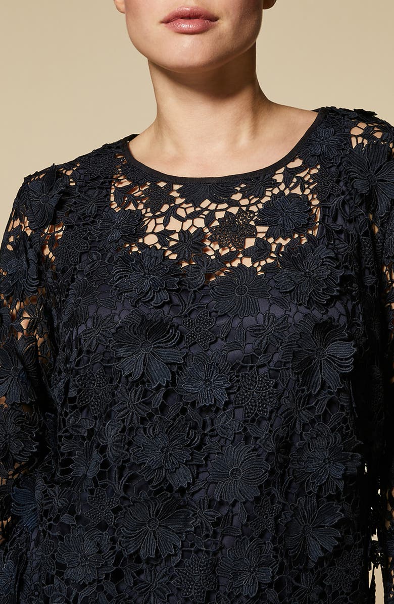 Marina Rinaldi Disco Macramé Lace Sheath Dress, Alternate, color, 